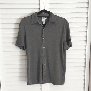 Calvin Klein Top, Size S, Knit Buttondown Sweater, Short‎ Sleeves, Gray, Collar